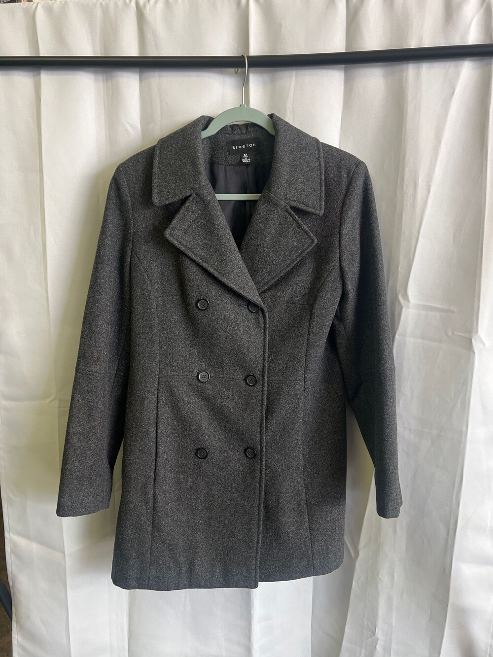 Braetan Medium Charcoal Wool Coat Double-Breasted